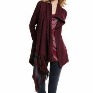 CAbi 3002 Port Fringed Asymmetrical Wrap Cardigan